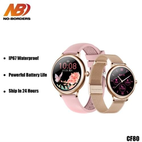 2020 CF80 Women Smart Watch 1.08 inch Full touch Screen IP67 Waterproof Heart Rate Blood Pressure Smartwatch PK NY12 KW10