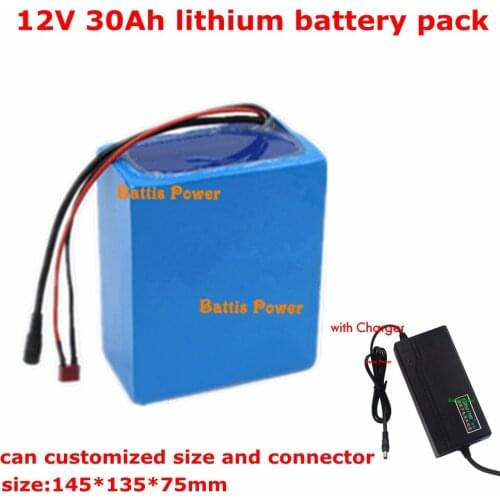 Battery 12v 30ah 30000mah 12v Dc Batteries Portable Li-ion Lithium Battery Pack for Backup Power 12 Volt Cctv Camera + Charger