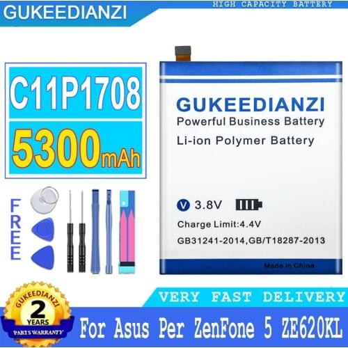 5300mAh GUKEEDIANZI Battery C11P1708 For ASUS Zenfone 5 5Z ZE620KL X00QD ZS620KL Z01RD Big Power Bateria