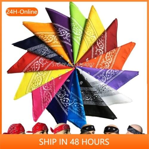 Fashion Hip Hop 100% Cotton Bandana Square Scarf Wrist Hairwrap Black Red Paisley Headband Hot Printed For Women/Men/Boys/Girls