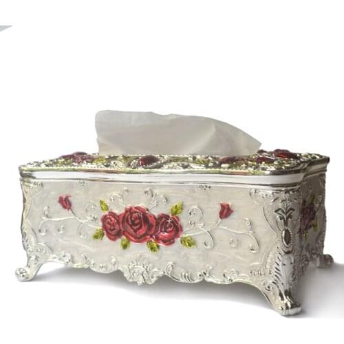 European alloy metal tissue box tissue box storage napkin holder with castle paper napkin holder for home decortion ZJH067