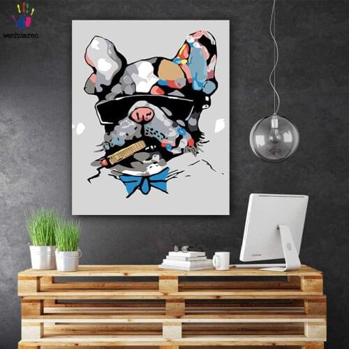 DIY colorings pictures by numbers with colors Abstract dog painting picture drawing painting by numbers framed Home