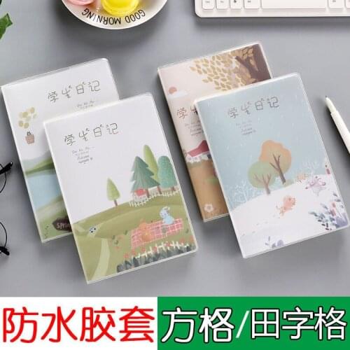 A5 Primary School Diary Thick Checker Notebook Waterproof Rubber Cover 32K Text Lovely Cartoon