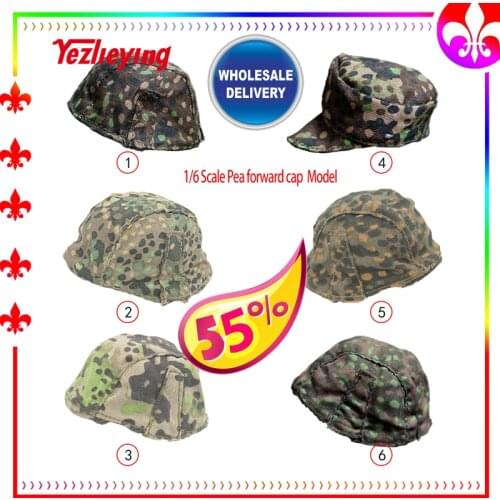 6 Style 1:6 Soldier Action Figure Accessory WWII Spring Autumn Pea Forward Cap Hat Leaf Camou Helmet Cover Model F 12"Headsculpt