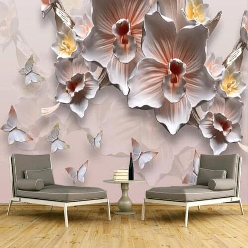 Photo Wallpaper Chinese Style Relief Flowers Butterfly Murals Living Room TV Sofa Home Decor Self-Adhesive Waterproof 3D Sticker