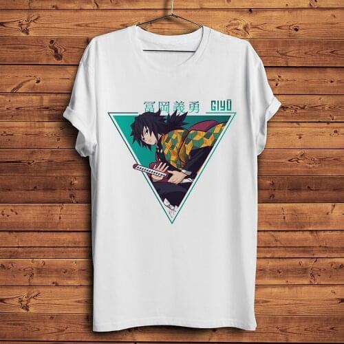 Tomioka Giyuu funny anime tshirt Men summer new White Casual short sleeve T Shirt Unisex Demon Slayer manga streetwear tee