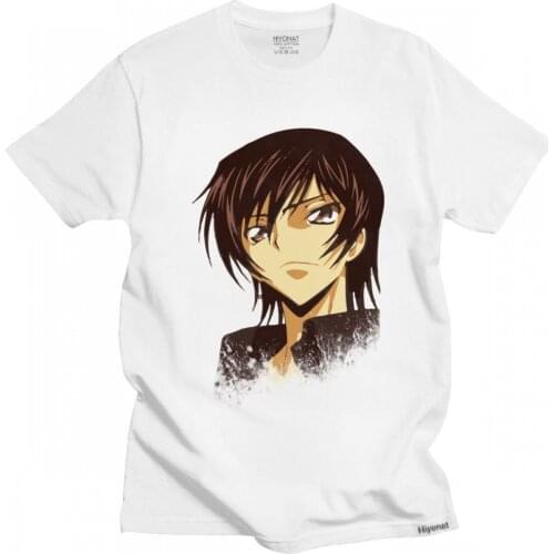 Coll Lelouch Vi Lamperush Tshirts Men Pure Cotton Code Geass T Shirt Anime Manga Tee Tops Short Sleeved Casual T-shirt Gift