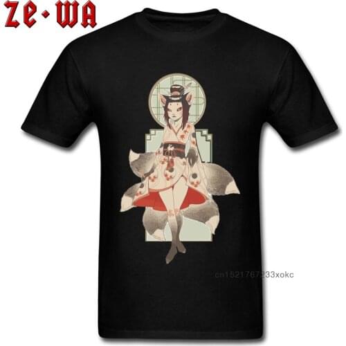 Kitsune oni japanese jubileu fox Hot Sale Casual Tshirts Round Collar Cotton Tops & Tees for Men Tops T Shirt Mother Day