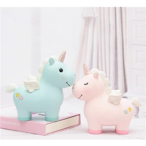 Unicorn Piggy Bank for Adults Kids Save Money Bank Resin Cash Coin Box Attracting Money Jar Home Figurine Children Birthday Gift