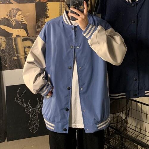 Jacket men sprin autumn trend handsome sports Outerwear casual baseball uniform Loose thin Button Coats Streetwear