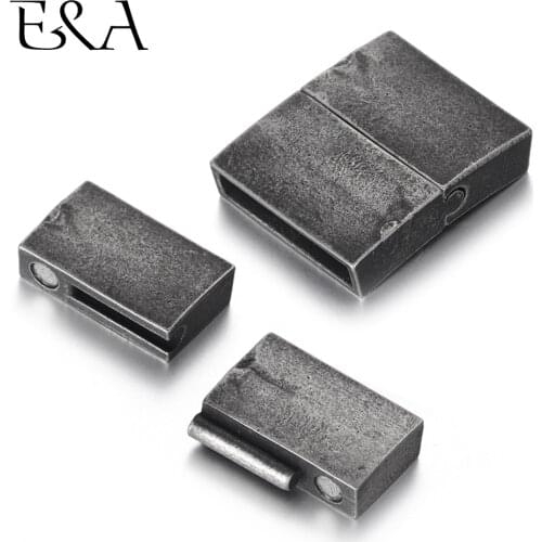 Stainless Steel Magnetic Clasp Rectangle Hole 15*3mm Leather Cord Clasps Bracelet Magnet Buckle DIY Jewelry Making Parts Supply