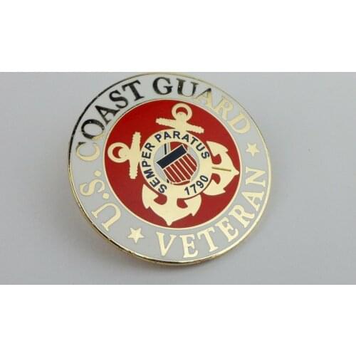 METAL U.S. COAST GUARD VERERAN BADGE PIN SEMPER PARATUS -0612 Military 5605101