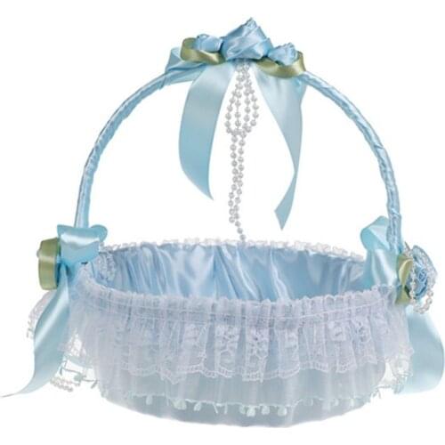 Fashionable Elegant Lace Flower Girl Basket Decorative Flower Basket For Western Style Wedding Ceremony Party Decoration