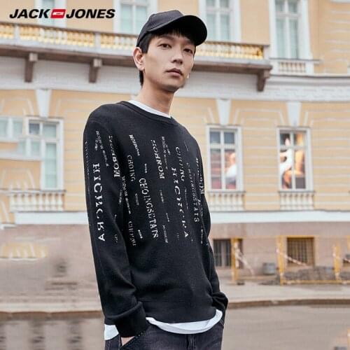 JackJones streetwear mens letter printed crew neck sweater |219324512