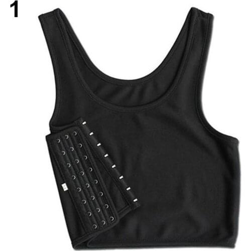 New Women Casual Breathable Buckle Short Chest Breast Binder Corset Undershirt Vest Tropical Crop Tops