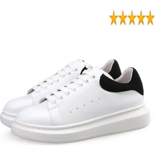 Autumn Genuine Leather Sneakers Spring White Fashion Lace-up Thick Platform Shoes For Women Casual Street Footwear