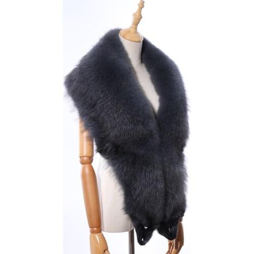 SUPPEV&STTDIO Genuine Real Whole Piece Fox Fur Womens Scarf Wraps Shawl Fur Lady Winter Cape Shrugs Fashion Scarves Pashmina