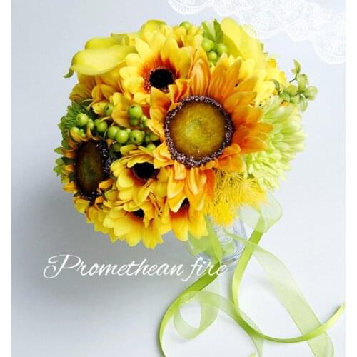 Artificial flower sunflower Calla Lily Wedding supplies Bridesmaid holding flowers fabric wedding favors and gifts home decor