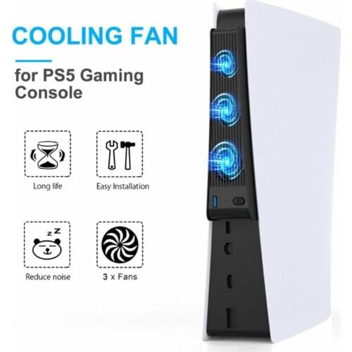 For PS5 Vertical Stand with Cooling Fan USB Controller Charger Game Console Charging Station Fan Cooler