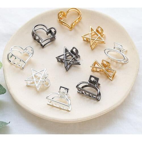 2020 new Barrettes Hair Claw Solid Color Metal Hair Clip star Retro Hair Clips Make UP Hair Accessories Large Size Hairpin Women