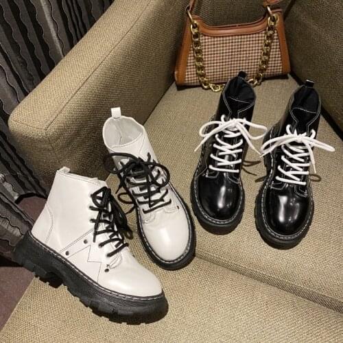 2020 Women Boots High Quality Leather Platform Winter Boot Casual Motorcycle Woman Shoes Fashion Women Boots R10-68