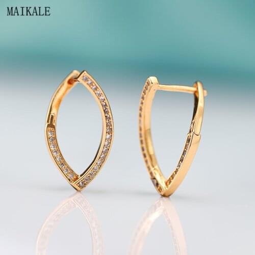 MAIKALE Cute Geometric Zircon Stud Earrings for Women Cubic Zirconia Earring Oval Shape Alloy Clip on Earing Korean Jewelry