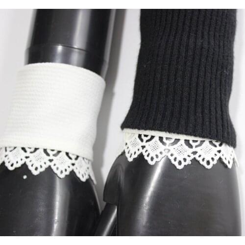 Womens sweater coat with fungus chiffon fake sleeves Women Floral Lace Horn Cuff Imitation Pearl Button Fake Sleeve