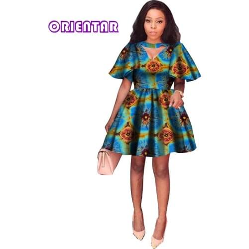 Womens African Dress Ankara Dress Traditional African Clothing Dashiki Midi Dresses 2021 Summer Print Ball Gown WY2869