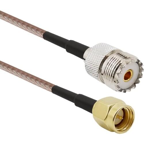 10-50CM SMA Male to UHF Female SO239 Connector RG316D Double Shield Sliver Handheld Radio Cable for Yaesu Icon Alinco Kenwood
