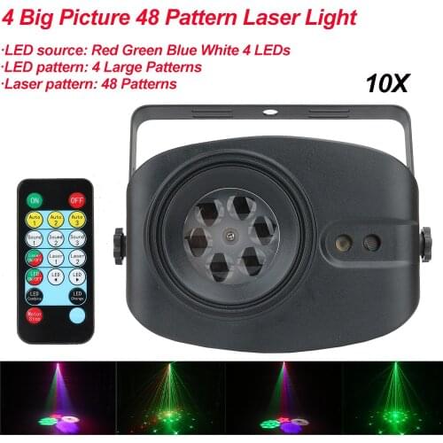10Pcs/Lot 4 Big Picture 48 Pattern Laser Light RGB Shine Laser Projector Disco DJ Light MDX For Home Color Music Stage Lighting