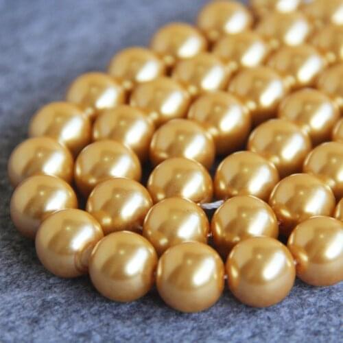 14mm beautiful Golden Shell glass beads DIY women fashion Jewelry Accessories design gift 15inch 2pc/lot Wholesale and retail