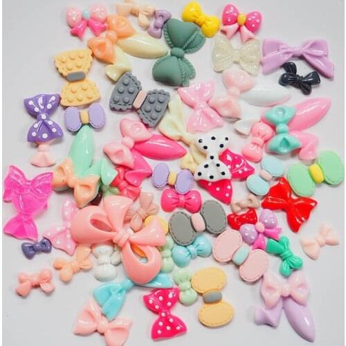 30pcs Mixed Bow-knot Flatback Cabochon Scrapbooking Craft Diy Phone Embellishments Resin Decoration Kawaii Accessories