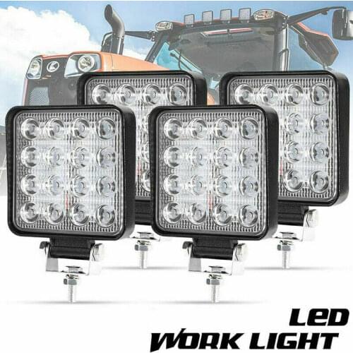 4pcs Car LED Bar Worklight 48W Offroad Work Light 12V Light Interior LED 4x4 LED Tractor Headlight Spotlight for Truck ATV SUV