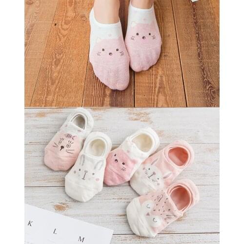 5Pairs/Lot Cartoon Unicorn Cat Fox Socks Cute Animal Women Socks Summer Funny Short Ankle Socks Ladies Cotton Sock Dropshiping