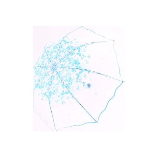50pcs 8K*52cm 3fold sun rain umbrellas high quality woman cherry blossom sakura flowers transparent umbrella for female