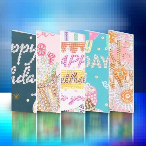 Diamond Painting Cards Happy Birthday Cards 5D DIY Special Diamond Painting Card Postcards Birthday Xmas Gift for Girls