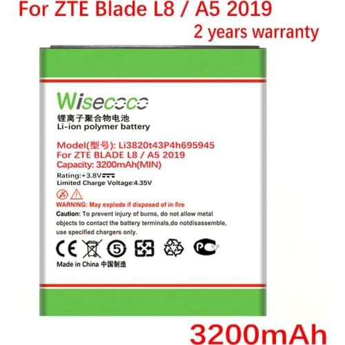 Wisecoco LI3820T43P4H695945 NEW Battery For ZTE BLADE L8 / A5 2019 Phone High Quality Battery+Tracking Number