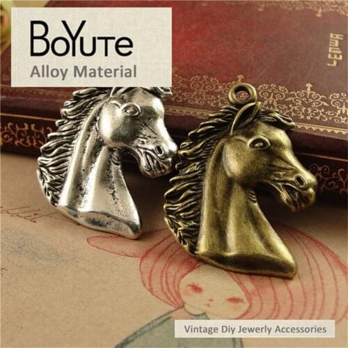 BoYuTe (30 Pieces/Lot) 30*41MM Zinc Alloy Antique Bronze Silver Plated Metal Steed Head Pendants for Diy Jewelry Findings