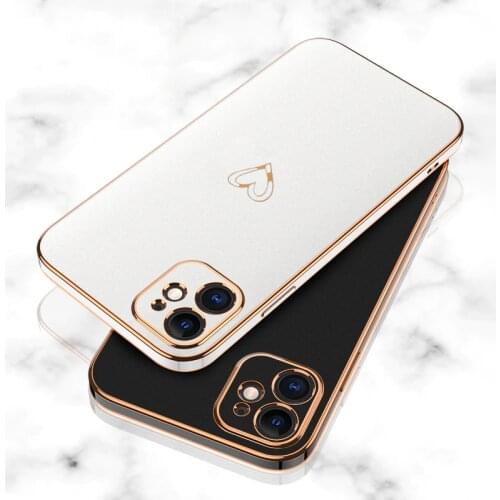 Luxury Electroplating Phone Case For iPhone 12 Pro Max 11 Pro XS MAX XR X 7 8 Plus Heart print Back Cover For iphone12 Mini Case