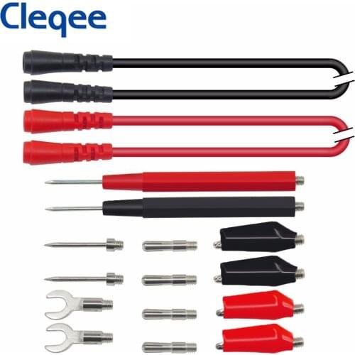 Cleqee Test Leads kit Replaceable Test wires Probes for digital Multimeter 4mm banana plug crocodile clips U type probe