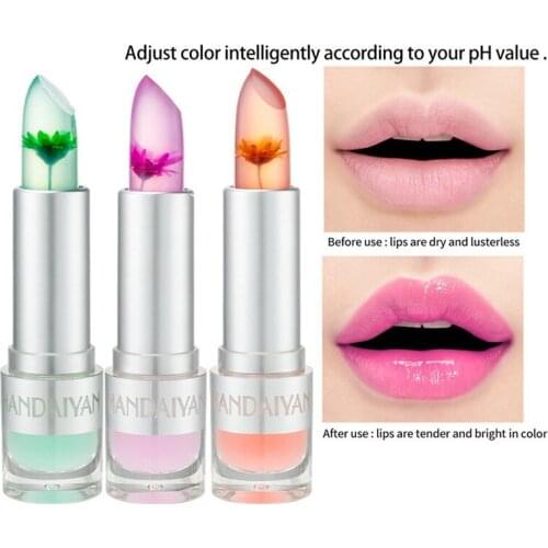 Hot Sale Flower Moisturizing Long Lasting Lipstick Color Jelly Transparent Temperature Change matte lipstick Lip Balm Makeup