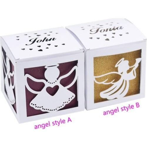 First communion decorations princess party laser cut angel custom baby shower return gifts boxes