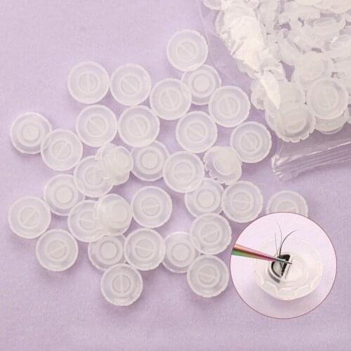 100pcs Eyelash Glue Holder Grafting Eyelashes Quick Blossom Cup Ring Eyelash Extension Adhesive Stand Disposable Tattoo ring cup