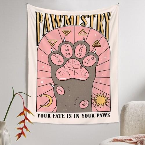 Cat Paws Tapestry Witchcraft Tarot Tapestry Bohemian Style Decoration Home Decoration Hippie Mattress Girls Dorm Room Decor