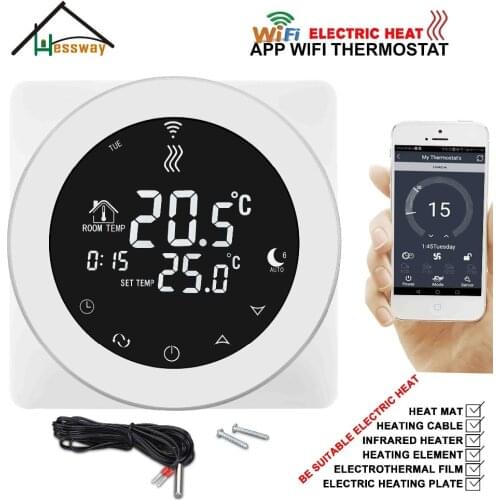 HESSWAY EU programmable Double sensor wifi wireless heating thermostat for load 16A heating cable,heating film