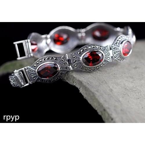 KJJEAXCMY Fine jewelry S925 pure silver jewelry classic cut Thai silver lady pomegranate Bracelet