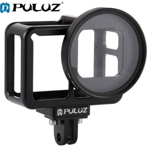 PULUZ Housing Shell CNC Aluminum Alloy Protective Cage Case & Insurance Frame & 52mm UV Lens for GoPro HERO7 Silver/HERO7 White