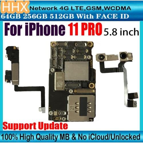 Free shipping For iPhone 11 PRO 64gb 256gb 512g motherboard Support iOS Update Good Tested Working logic board Free iCloud NO ID