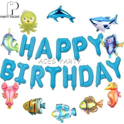 Party Supplies Sea Life Sea World Theme Party Aluminum Film Balloon Set for Kids Birthday Party Deco Home Decoration