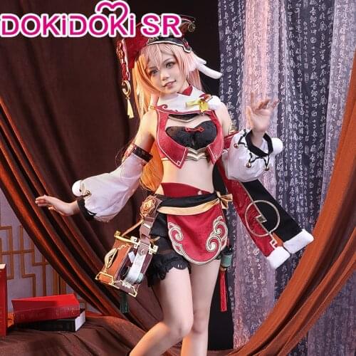 PRE-SALE DokiDoki-SR Game Genshin Impact Yanfei Cosplay Costume Yanfei Costume Yan Fei Cosplay Cute Red Costume